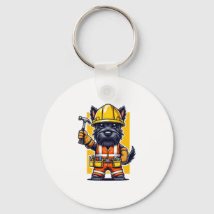 Scottish Terrier Construction Worker Key Ring