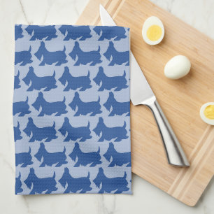 Scottish Terrier Cute Blue Kitchen Towels