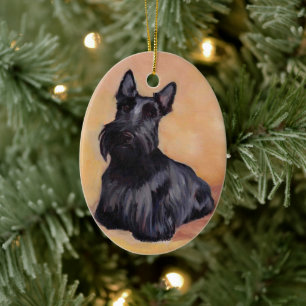 Scottish Terrier Dog Art Ornament Oval