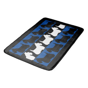Scottish Terrier dog black/blue/white, stripes   B Bath Mat