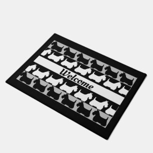 Scottish Terrier dog black/grey/white, stripes Doormat