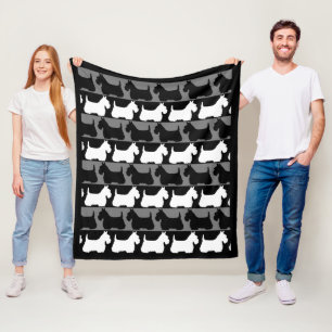 Scottish Terrier dog black/grey/white, stripes Fleece Blanket