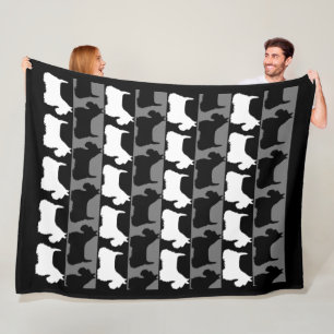 Scottish Terrier dog black/grey/white, stripes Fleece Blanket