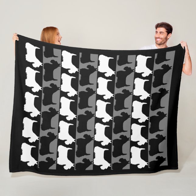 Scottish Terrier dog black/grey/white, stripes  Fleece Blanket (In Situ)