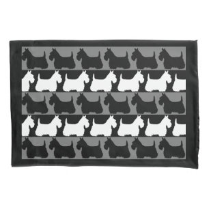 Scottish Terrier dog black/grey/white, stripes  Pillowcase