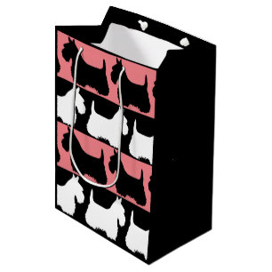 Scottish Terrier dog black/pink/white, stripes Me Medium Gift Bag