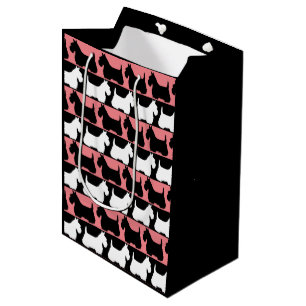 Scottish Terrier dog black/pink/white, stripes Medium Gift Bag