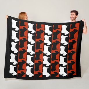 Scottish Terrier dog black/red/white, stripes Thro Fleece Blanket