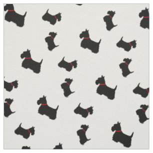 Scottish terrier dog black silhouettes red collar fabric