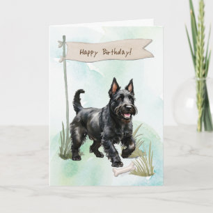 Scottish Terrier Dog Breed Under Birthday Sign Card