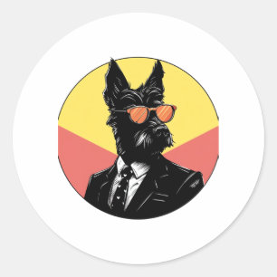 Scottish Terrier Dog Businessman Classic Round Sticker