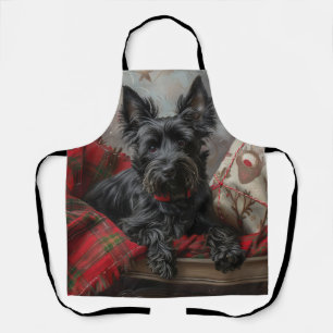 Scottish Terrier Dog Christmas Festive Apron