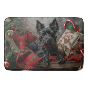 Scottish Terrier Dog Christmas Festive Bath Mat