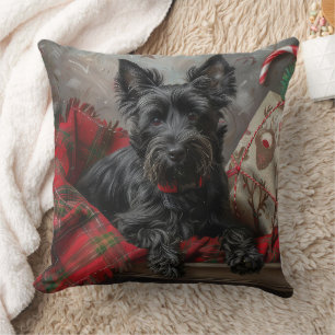 Scottish Terrier Dog Christmas Festive Cushion