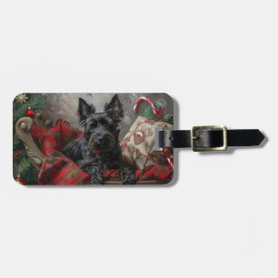 Scottish Terrier Dog Christmas Festive Luggage Tag