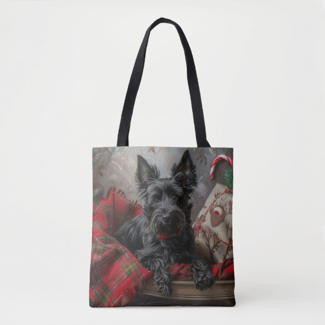 Scottish Terrier Dog Christmas Festive Tote Bag (Front)
