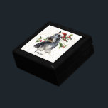 Scottish Terrier Dog Christmas Holly Gift Box<br><div class="desc">The image on the lid of this cute Holiday gift box is of a Scottish Terrier Dog wearing a red and white Santa Claus hat. Behind him is a sprig of holly and red berries. Tiny gold confetti on a white background gives a bit of glitter to the design. Your...</div>