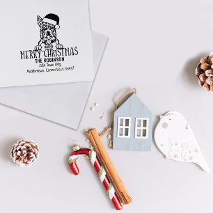 Scottish Terrier Dog Christmas Return Address  Rubber Stamp