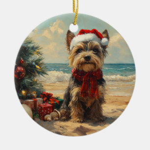 Scottish Terrier Dog Christmas Vintage Beach Ceramic Ornament
