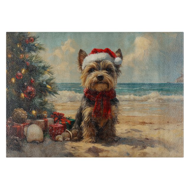 Scottish Terrier Dog Christmas Vintage Beach Cutting Board (Front)