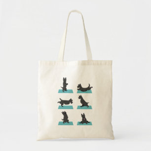 Scottish terrier dog doing yoga Tote bag