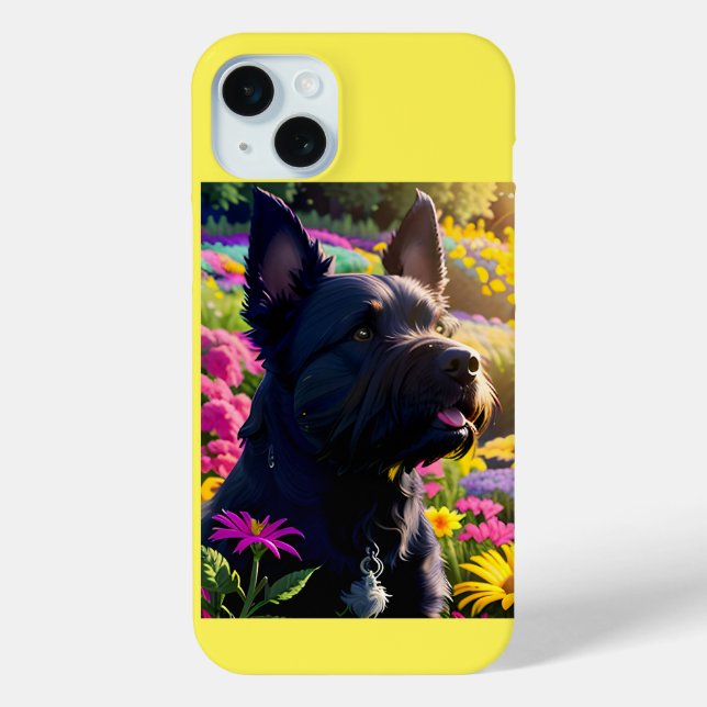 Scottish Terrier Dog Flower Garden Case-Mate iPhone Case (Back)
