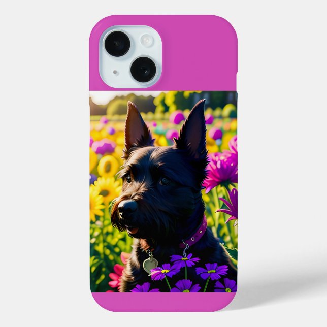 Scottish Terrier Dog Flower Garden Case-Mate iPhone Case (Back)