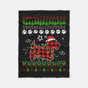 Scottish Terrier Dog Funny Xmas Ugly Sweater Chris Fleece Blanket