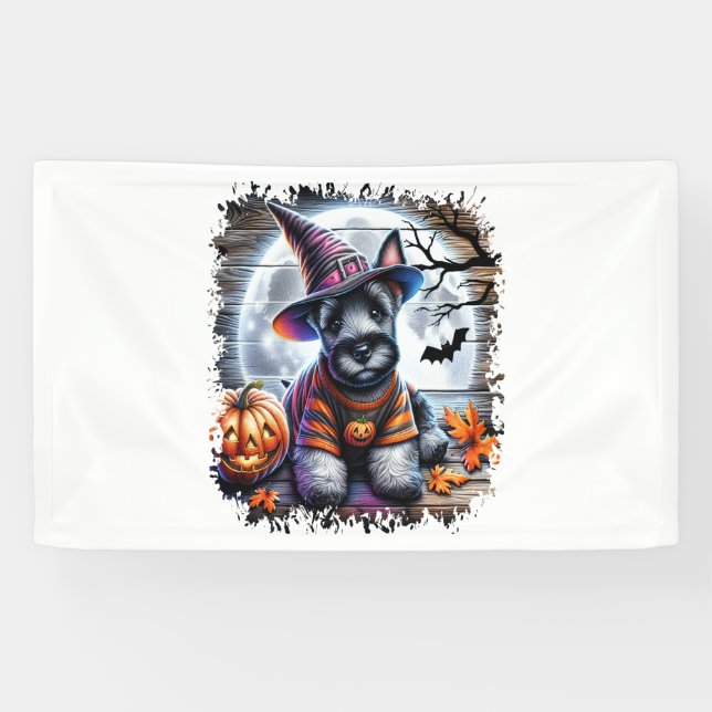 Scottish Terrier Dog Halloween Banner (Horizontal)