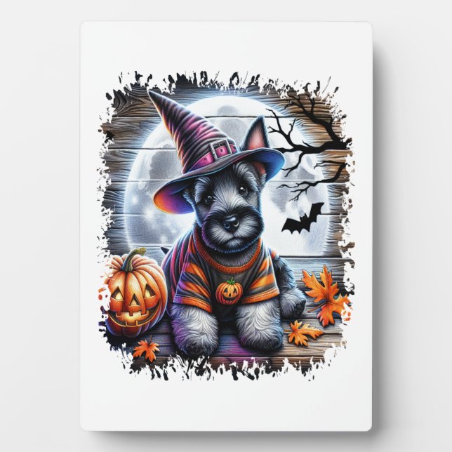 Scottish Terrier Dog Halloween Plaque (Front)