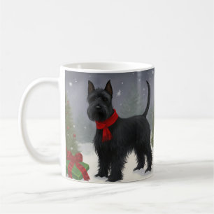 Scottish Terrier Dog in Snow Christmas Coffee Mug