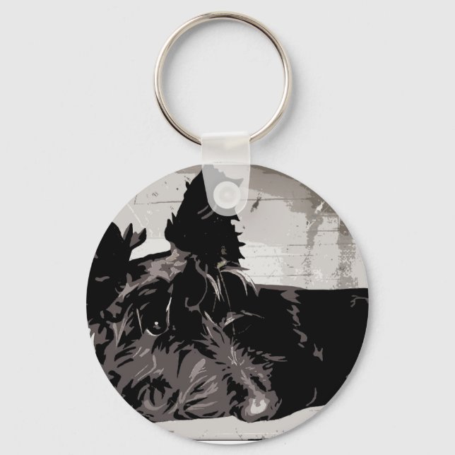 Scottish Terrier dog keyring keychain (Front)