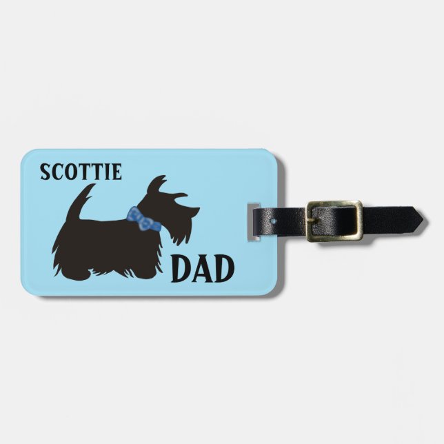 Scottish Terrier Dog Luggage Tag, Scottie Dad Tag (Front Horizontal)