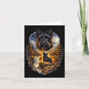 Scottish Terrier Dog Nature Howling to the Moon Card