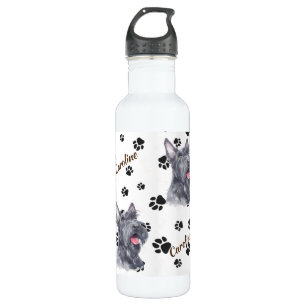 Scottish Terrier Dog Pawprint 710 Ml Water Bottle