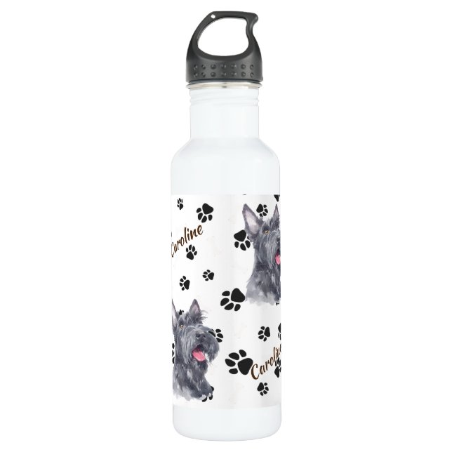 Scottish Terrier Dog Pawprint 710 Ml Water Bottle (Front)