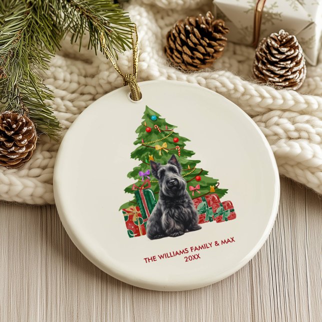 Scottish Terrier Dog Personalised Christmas Ceramic Ornament (Creator Uploaded)