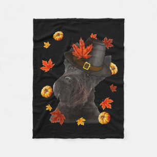 Scottish Terrier Dog Pilgrim Hat Fall Happy Thanks Fleece Blanket