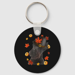 Scottish Terrier Dog Pilgrim Hat Fall Happy Thanks Key Ring