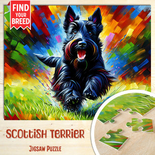 Scottish Terrier Dog Portrait Acrylic Art Print Jigsaw Puzzle