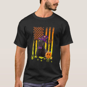 Scottish Terrier Dog Pumpkin American Flag Hallowe T-Shirt