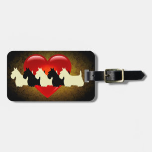 Scottish Terrier dog, red heart, granite gold Luggage Tag