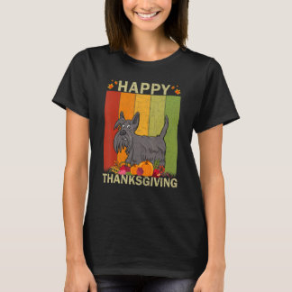 Scottish Terrier Dog Retro Graphic Matching Thanks T-Shirt