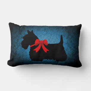 Scottish Terrier dog, Scotland dog, blue granite Lumbar Cushion