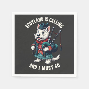 Scottish Terrier Dog Scotland Is Calling & I Must  Napkin