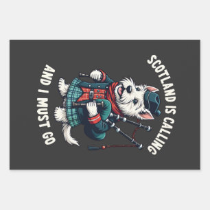 Scottish Terrier Dog Scotland Is Calling & I Must  Wrapping Paper Sheet