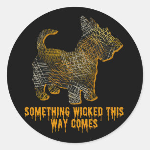 Scottish Terrier Dog Silhouette Fun Halloween Classic Round Sticker