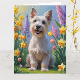 Scottish Terrier Dog Spring Flowers Painting Card