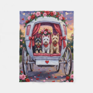 Scottish Terrier Dog Valentine's Day Fleece Blanket