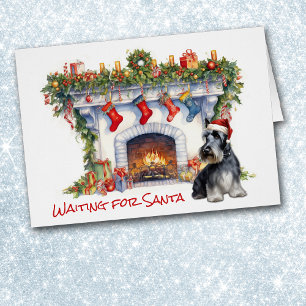 Scottish Terrier Dog Wait for Santa Fireplace